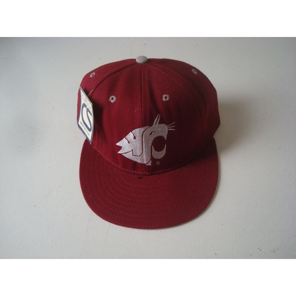 WASHINGTON STATE COUGARS 90S 7 3/8 FITTED  NEW HAT CAP VINTAGE DEADSTOCK U1‎